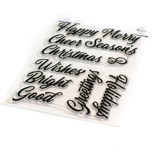 Pinkfresh Studio Brushed Sentiment Holiday Cling Stamp Set