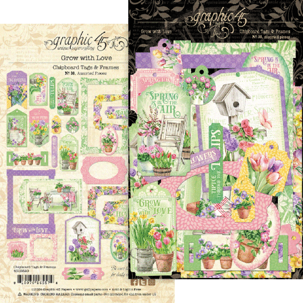 Graphic 45 Grow with Love Chipboard Tags and Frames