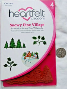 Heartfelt Creations Snowy Pine Village Cling Stamp Set