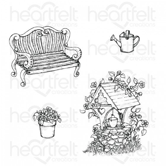 Heartfelt Creations Wishing Well Oasis Cling Stamp Set