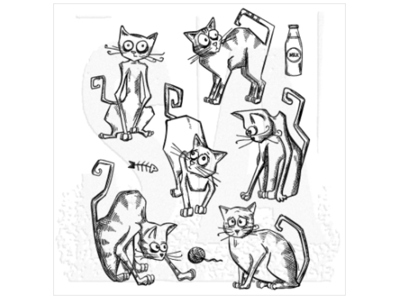 Tim Holtz Idea-ology Crazy Cats Cling Stamps