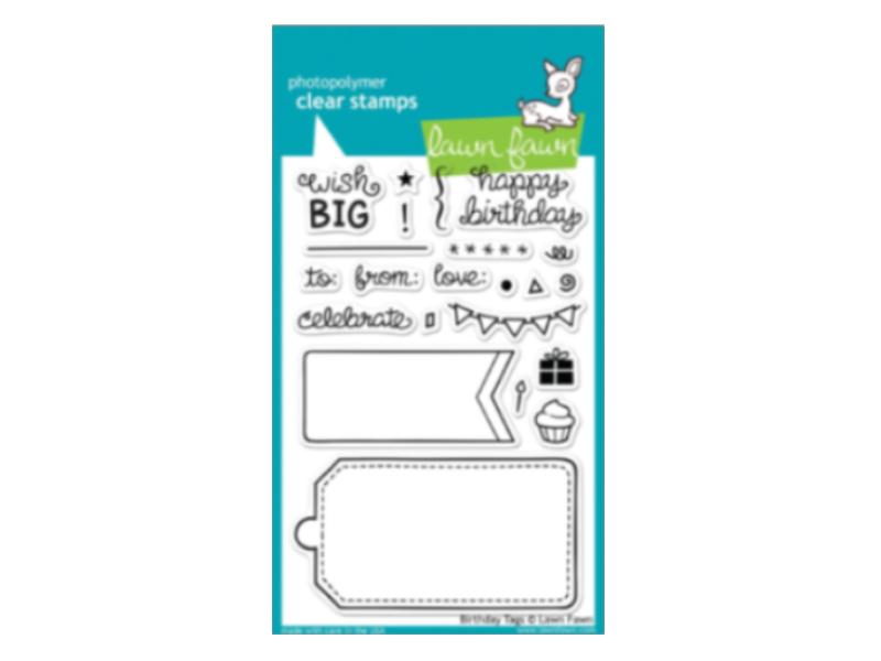 Lawn Fawn Birthday Tags Cling Stamp Set