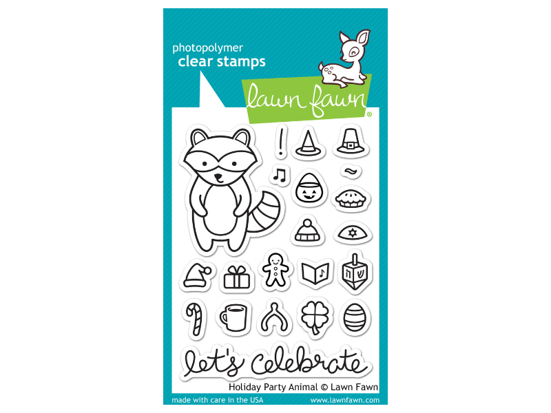 Lawn Fawn Holiday Party Animal Cling Stamp Set