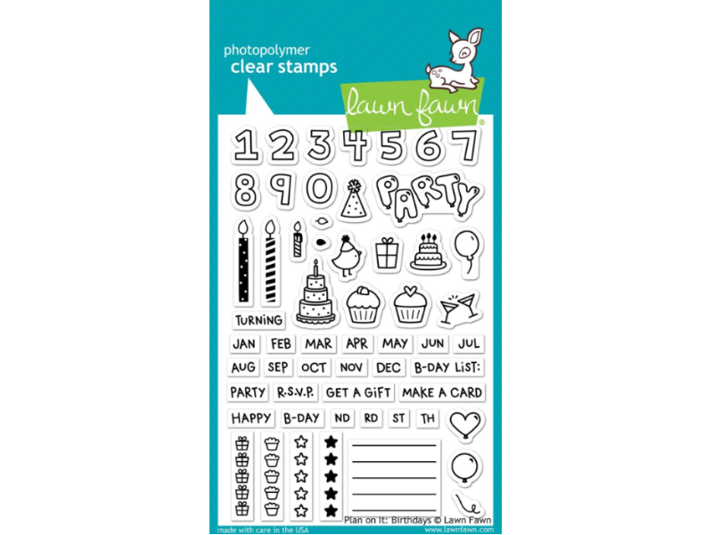 Lawn Fawn Plan on it Birthdays Cling Stamp Set