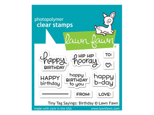 Lawn Fawn Tiny Tag Saying.. "Birthday" Cling Stamp Set