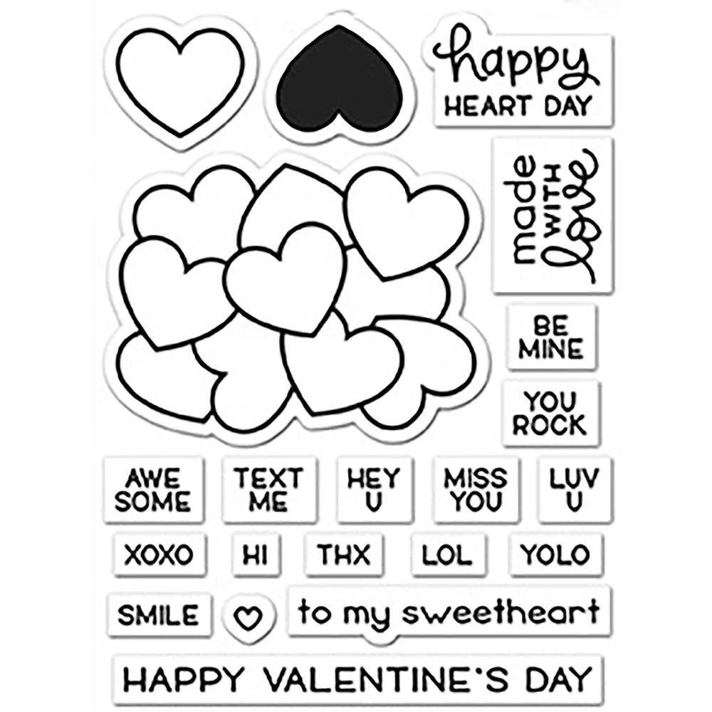 Lawn Fawn How You Bean? Conversation Heart Add On Cling Stamp Set