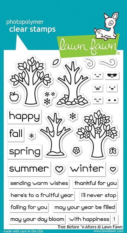 Lawn Fawn " Tree Before 'n Afters Cling Stamp Set