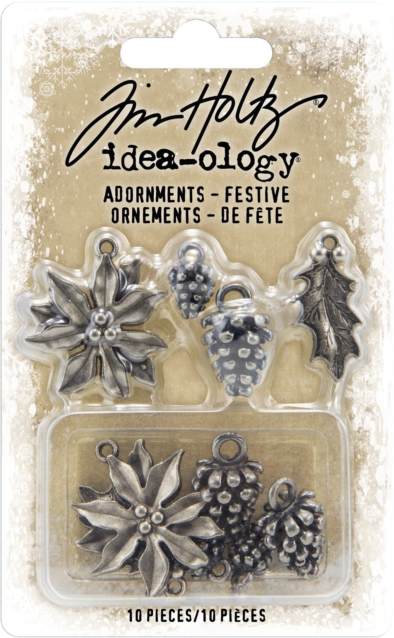 Tim Holtz- Idea-Ology Metal Adornments -Antique Nickel Festive