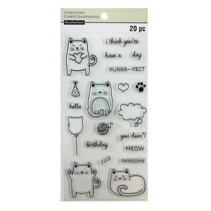 CAT Clear Stamps by Recollections, 20 pc, birthday meow purr-fect pawsome hello