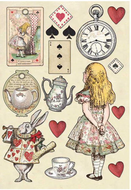 Stamperia Alice in Wonderland Colored Wooden Shapes