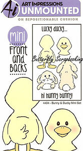 Art Impressions Front N Backs Cling Rubber Stamp 7 X4 Bunny Duck