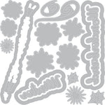 Sizzix - Moments and Memories Collection - Framelits Die with Clear Acrylic Stamp Set - Snowflake Doodles