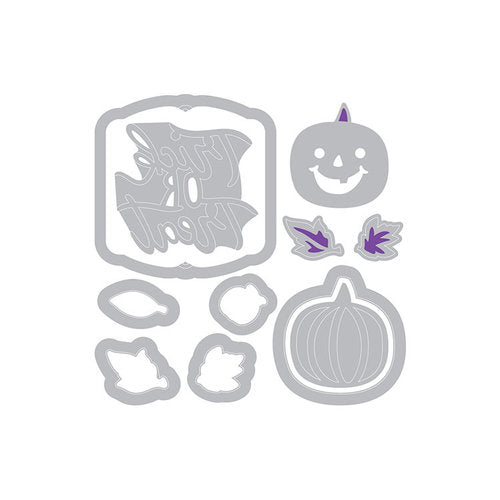 Sizzix - Moments and Memories Collection - Halloween - Framelits Die with Clear Acrylic Stamp Set - Cutest Pumpkin