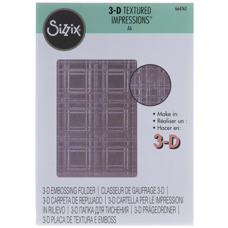 Sizzix 3D Textured Impressions Embossing Folder - Tartan