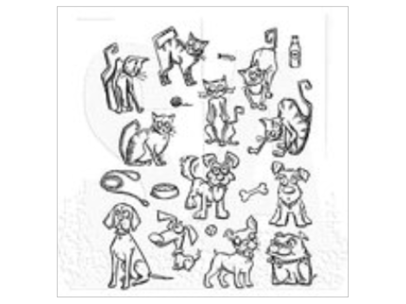 Tim Holtz Stampers Anonymous Mini Cats & Dogs Cling Stamp Set