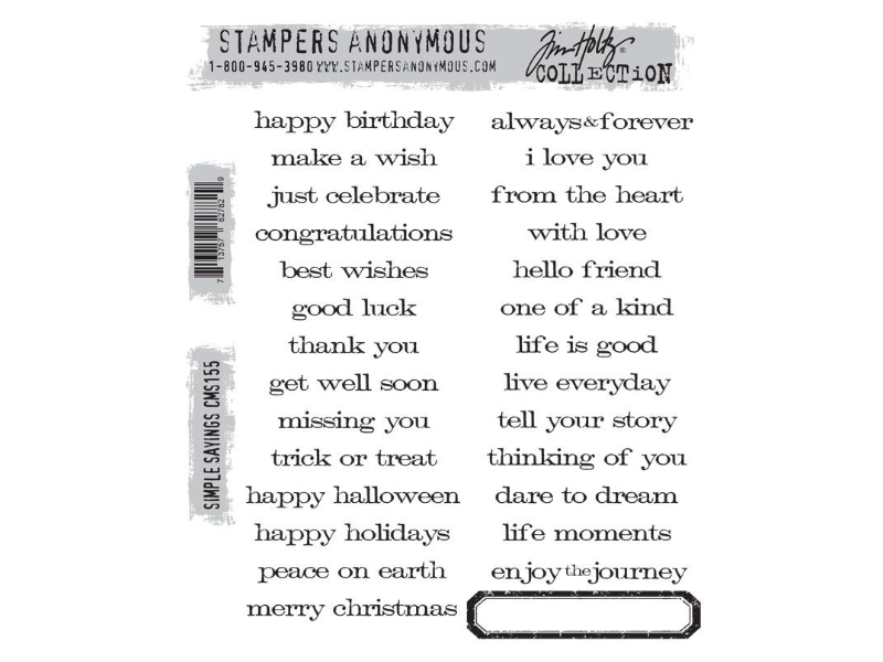 Stampers Anonymous Tim Holtz Cling Mount Stamps: Simple Sayings