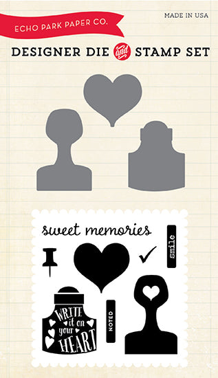 Echo Park - Creative Agenda Collection - Designer Die and Clear Acrylic Stamp Set - Sweet Memories