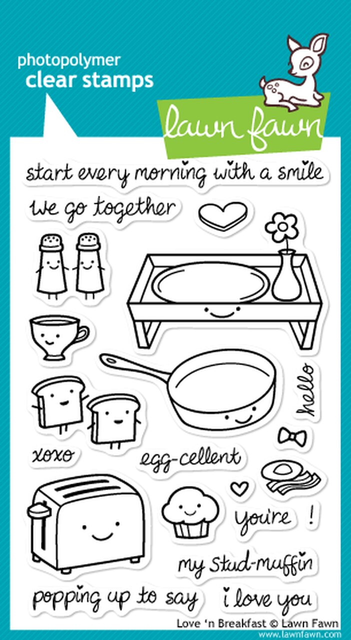 Lawn Fawn Love 'N Breakfast Cling Stamp Set