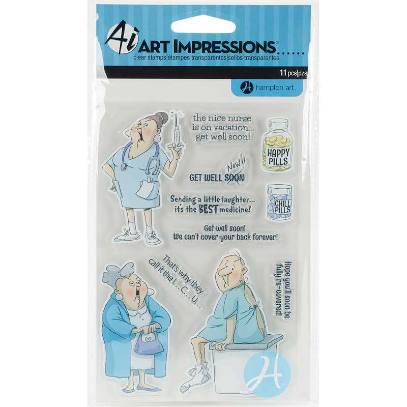 Art Impressions People Clear Rubber Stamps 4"X6" Get Well