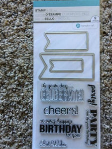 Hampton Art Clear Happy Birthday Stamp and Die Set Banners