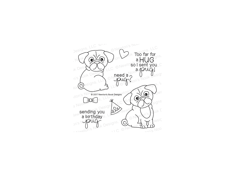 Newton's Nook Pug Hugs Cling Stamp Set and Die Set