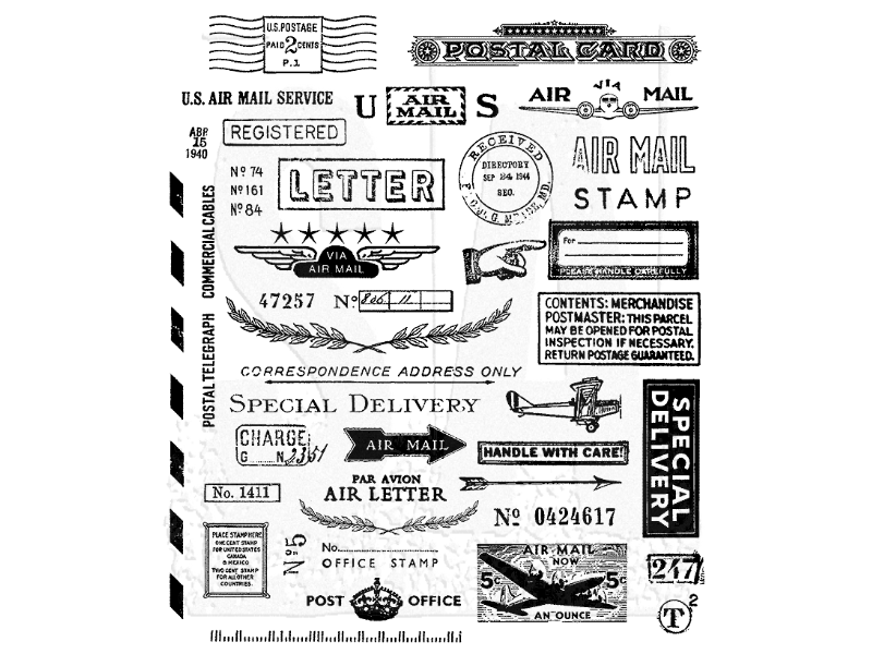 Stampers Anonymous Tim Holtz Cling Mount Stamps: Correspondence