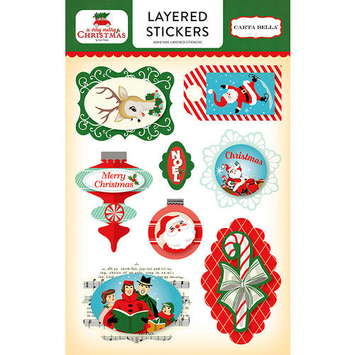 Carta Bella Paper - A Very Merry Christmas Collection - Layered Cardstock Stickers