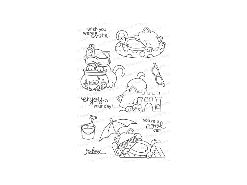 Newton's Nook Summer Vacation Cling Stamp Set