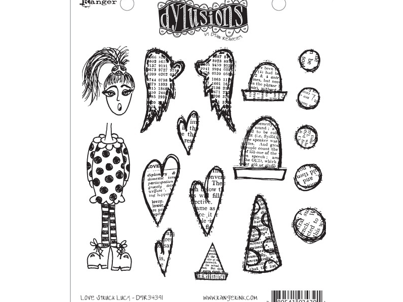 Ranger Dyan Reaveley's Dylusions Love Struck Lucy Cling Stamp Set