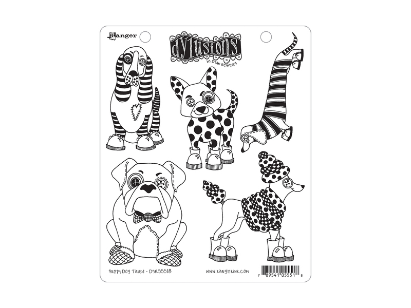 Ranger Dyan Reaveley Dylusions Puppy Dog Tails Cling Stamp Set