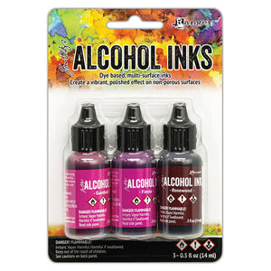 Ranger Ink - Tim Holtz - Alcohol Inks - 3 Pack - Gumball Fiesta Rosewood