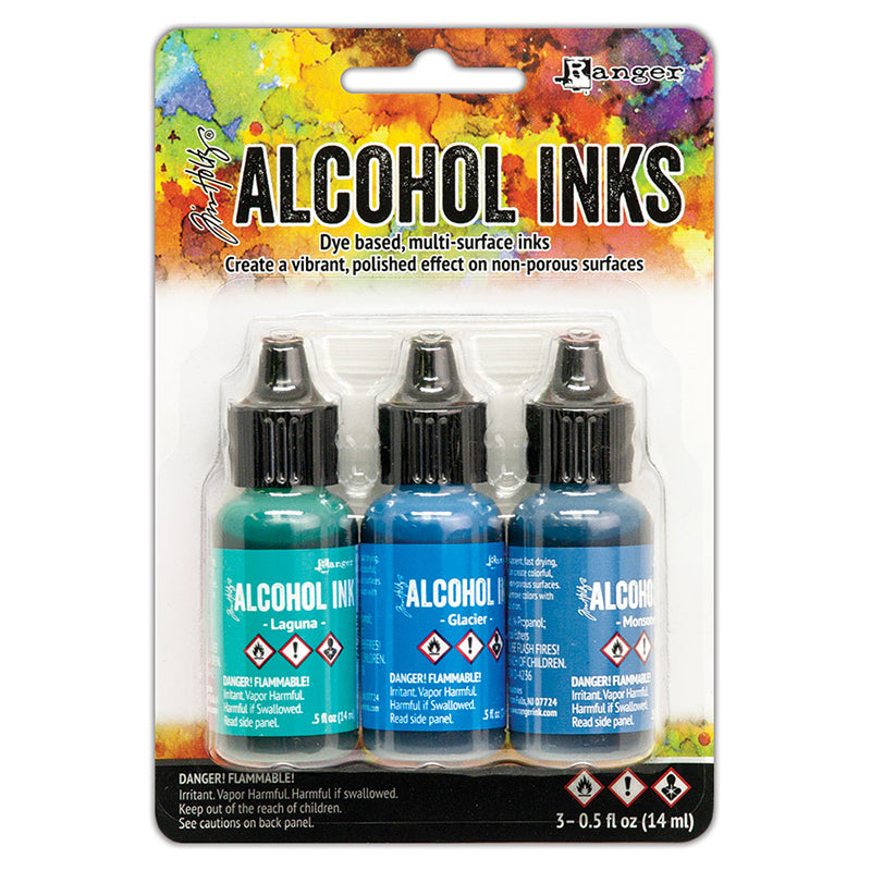 Ranger Ink - Tim Holtz - Alcohol Inks - 3 Pack - Teal Blue Spectrum