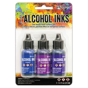 Ranger Ink - Tim Holtz - Alcohol Inks - 3 Pack - Indigo Violet Spectrum