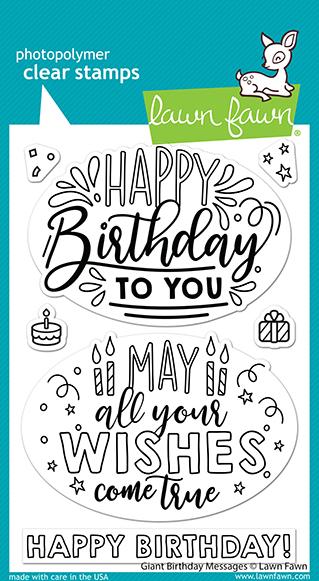 Lawn Fawn Giant Happy Birthday Messages Cling Stamp Set