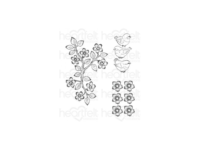 Heartfelt Creations Birds and Blooms Collection Cling Stamp Set