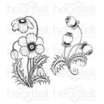 Heartfelt Creations Blazing Poppy Stems Cling Stamp Set