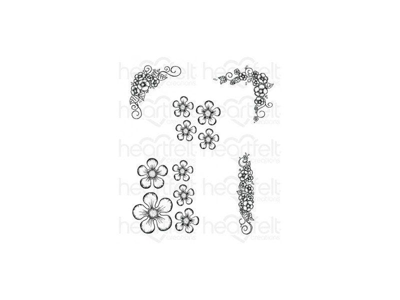 Heartfelt Creations Berry Blossoms Cling Stamp Set