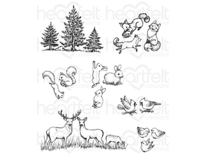 Heartfelt Creations Woodsy Critters Cling Stamp Set