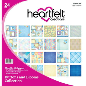 Heartfelt Creations Buttons and Blooms Collection 12 x 12 Paper Pad