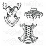 Heartfelt Creations Floral Corset Cling Stamp Set