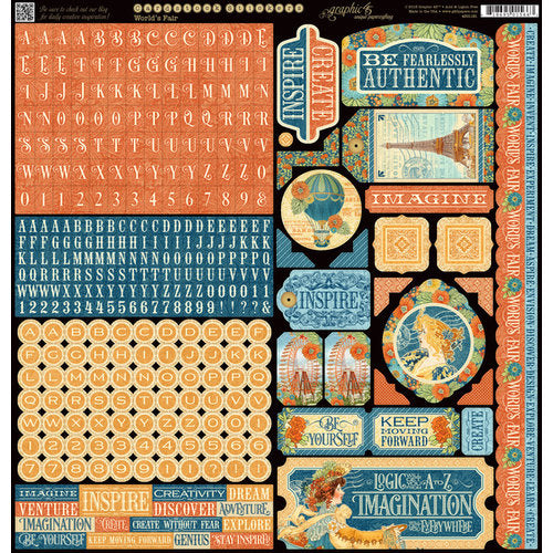 Graphic 45 World's Fair 12 x 12 Sticker Sheet