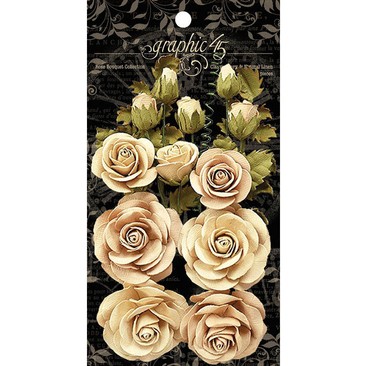Graphic 45 Rose Bouquet Collection Classic Ivory & Natural Linen