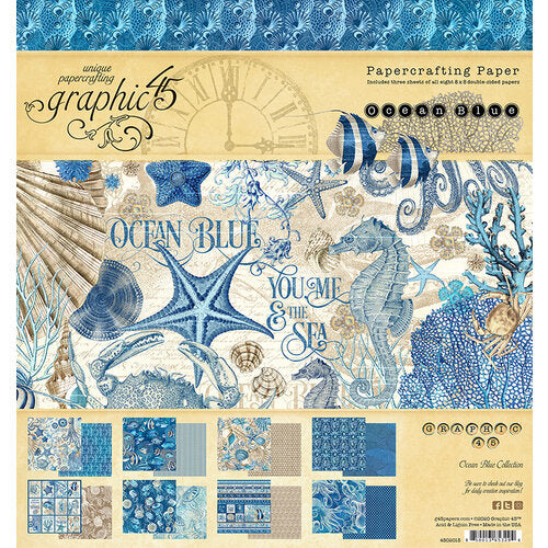 Graphic 45 Ocean Blue Collection  8 x 8 Paper Pad