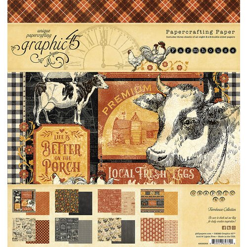 Graphic 45 - Farmhouse Collection - 8 x 8 Paper Pad