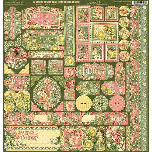 Graphic 45 Garden Goddess Collection 12 x 12 Sticker Sheet
