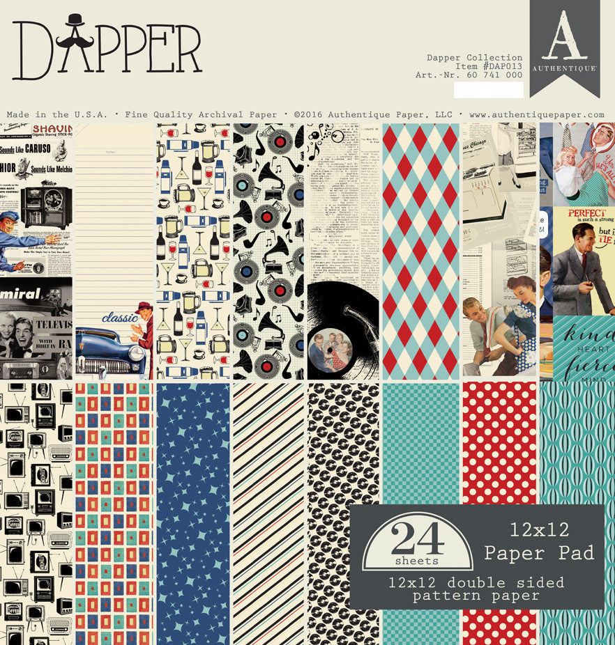 Authentique Dapper Collection 12 x 12 Paper Pad